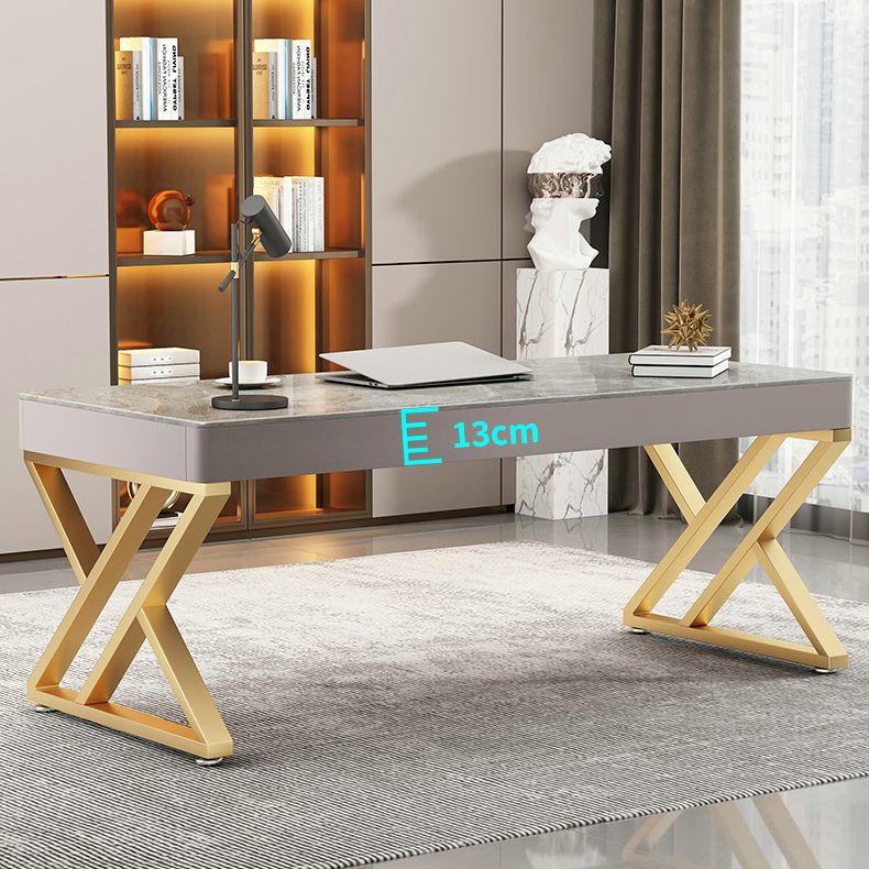 29.25-inch H Classic Glam Writing Desk Desk Curved Stone Office Desk