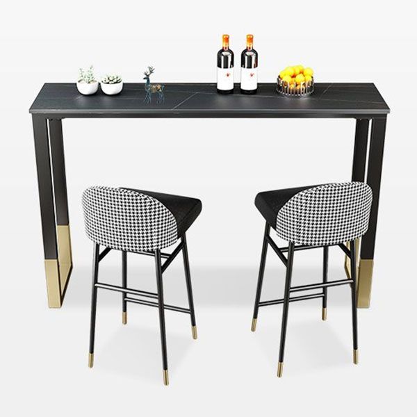 Tavolo da bar rettangolare in pietra sinterizzato tavolo da bistrot industriale con doppio piedistallo