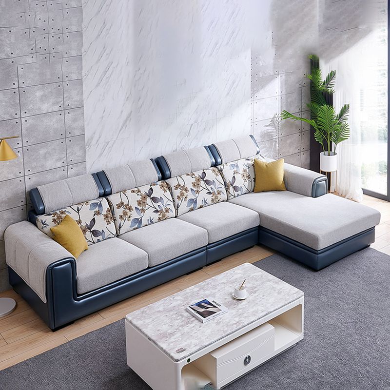 Modern Gray Cushions Sofa & Chaise 5-Seater 139.37" L Square Arm Sectional Sofa Clearhalo 'furn' 'furn_sectionals' 'Furniture' 'Living Room Furniture' 'Sectionals' 1200x1200_38ab5bf0-a2cc-495c-82bb-4db3b4e5c0e2