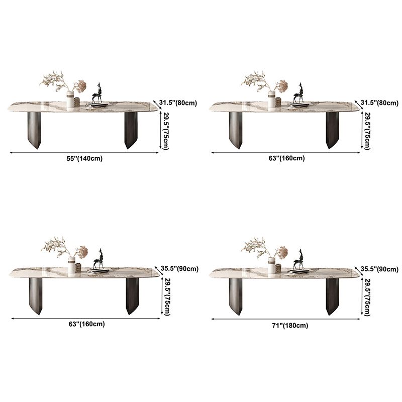 Modern Style Sintered Stone Dining Table Rectangle Table with Double Pedestal Clearhalo ' dining_table' 'Dining Tables & Seating' 'Dining Tables' 'furn' 'furn_dining_table' 'Furniture' 'furniture_dining_table' 'Kitchen & Dining Furniture' 'kitchen&dining_furn' 'kitchen' 'kitchen_dining_table' 1200x1200_38ade7af-080f-4423-b13e-ac1946dee783