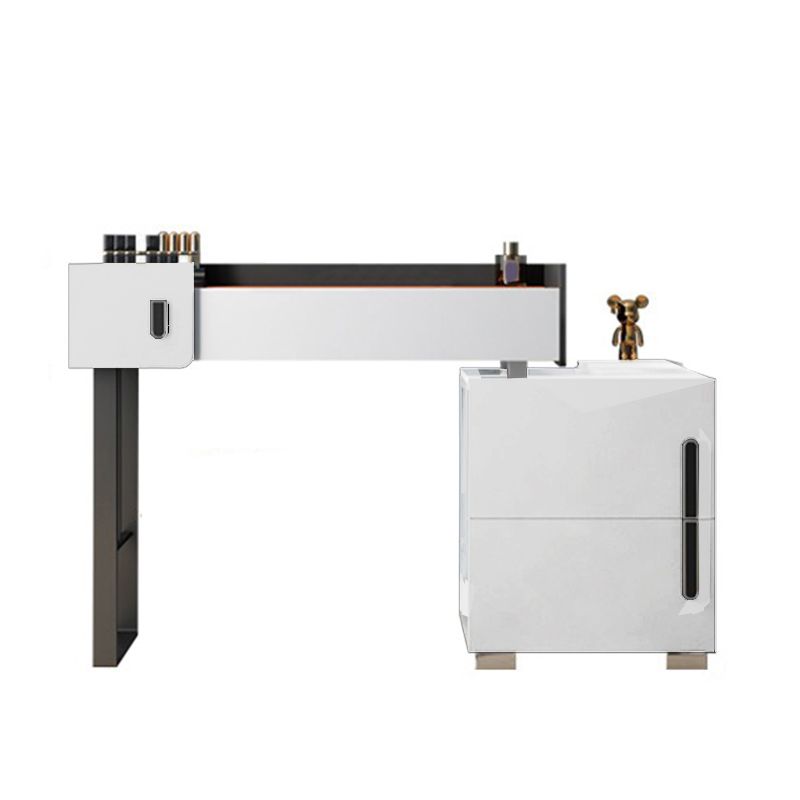 Contemporary Glass Top Make-up Vanity 3 Drawer Vanity Dressing Table Set