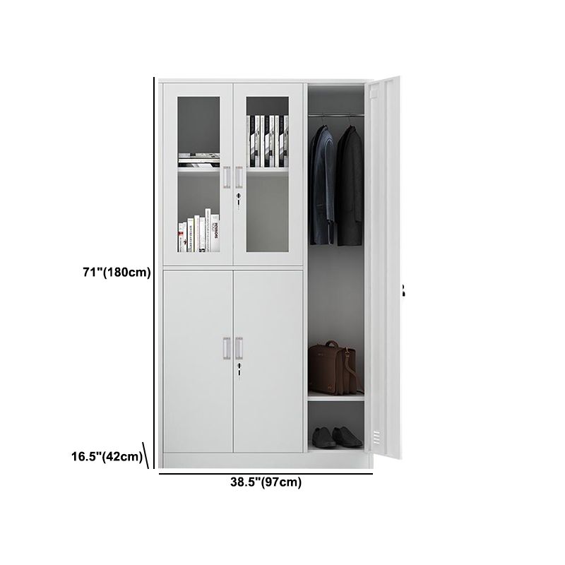 White Steel Wardrobe Armoire Contemporary Hinged Wardrobe Cabinet Clearhalo 'Armoires & Wardrobes' 'armoires_wardrobes' 'Bedroom Furniture' 'furn' 'furn_armoires_wardrobes' 'Furniture' 1200x1200_38b0a649-16ed-4a96-b600-10ca4322c53a