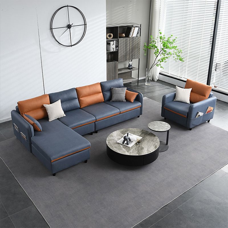 L-Shape Storage Sectional Stain-Resistant Sofa with Chaise for Four People Clearhalo 'furn' 'furn_sectionals' 'Furniture' 'furniture_sectionals' 'kitchen' 'kitchen_sectionals' 'Living Room Furniture' 'Sectionals' 1200x1200_38b2897e-460f-4a80-8161-0374aa837a0d