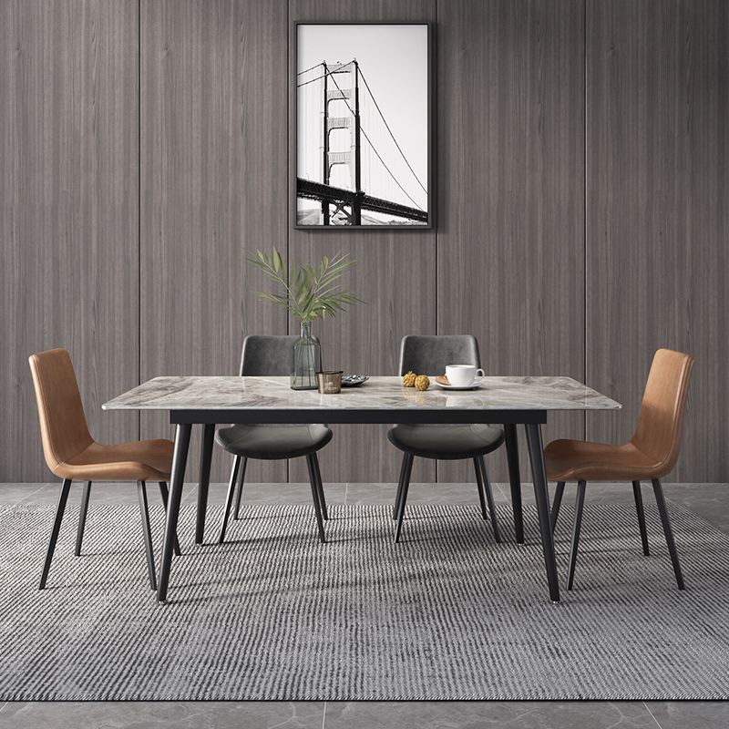 Metal Industrial Rectangle Dining Table Sintered Stone Top Table with Black Legs Clearhalo ' dining_table' 'Dining Tables & Seating' 'Dining Tables' 'furn' 'furn_dining_table' 'Furniture' 'furniture_dining_table' 'Kitchen & Dining Furniture' 'kitchen&dining_furn' 'kitchen' 'kitchen_dining_table' 1200x1200_38b3e523-cf58-40b0-8dbc-fa7d35c36cc3