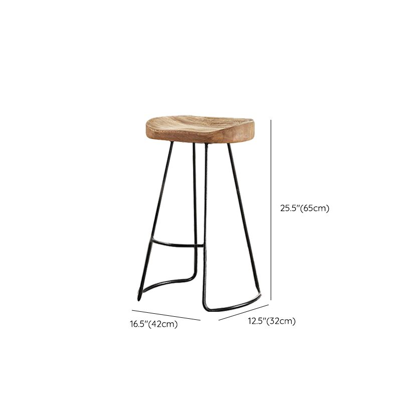 Contemporary Style Counter Stool Solid Wood Saddle Seat Bar Stool with Metal Base Clearhalo 'Bar Furniture' 'Bar Stools' 'bar_stools' 'furn' 'furn_bar_stools' 'Furniture' 'Kitchen & Dining Furniture' 1200x1200_38b45521-6225-4940-b7fe-83fc9d438d93