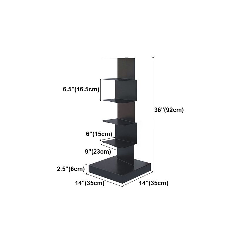 Black Contemporary Corner Bookshelf Closed Back Vertical Steel Shelf Clearhalo 'Bookcases' 'furn' 'furn_bookcases' 'Furniture' 'furniture_bookcases' 'kitchen' 'kitchen_bookcases' 'Living Room Furniture' 'Office Furniture' 1200x1200_38b84e71-024f-460d-95f3-debcb0f2be38