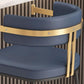 Tabouret de bar en cuir avec dossier Glam, tabouret de comptoir pour salon avec pieds noirs