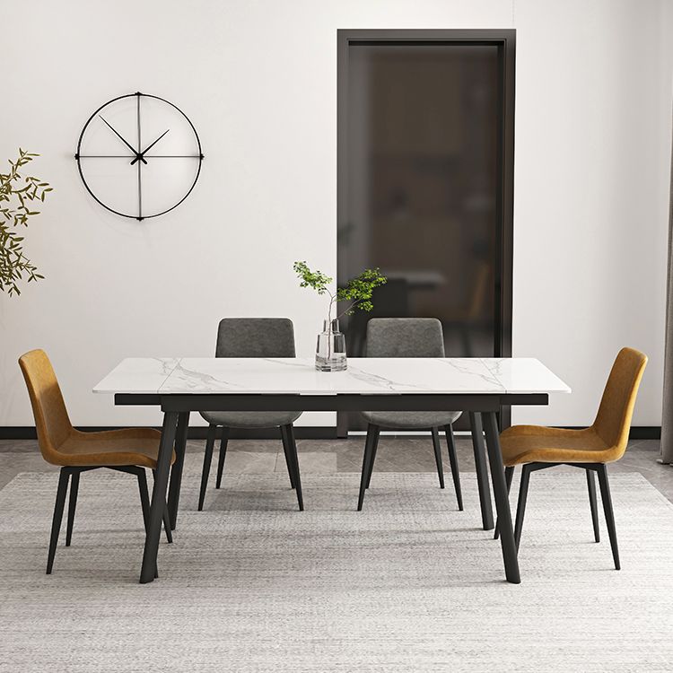 Modern 1/4/5/7 Pieces Rectangle Dining Table Set with Stone Top White Scalable Dinette Set Clearhalo 'Dining Room Sets' 'Dining Tables & Seating' 'dining_room_set' 'furn' 'furn_dining_room_set' 'Furniture' 'furniture_dining_room_set' 'Kitchen & Dining Furniture' 'kitchen&dining_furn' 'kitchen' 1200x1200_38bcd937-4ede-405c-8563-90c44793563b