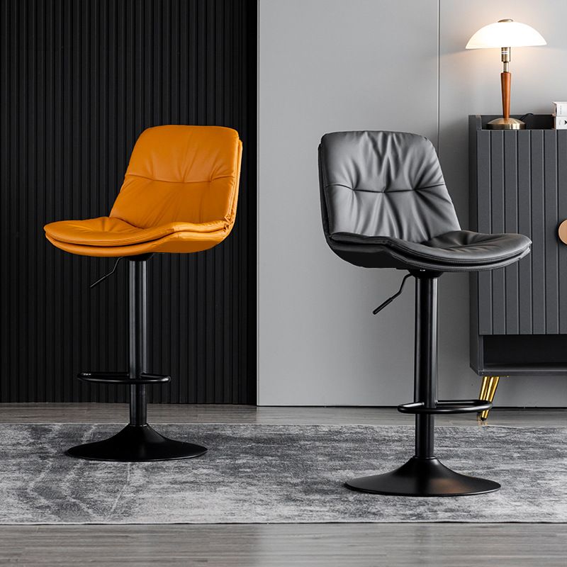 Industrial Metal Barstool Faux Leather Counter Stool With Chrome Base