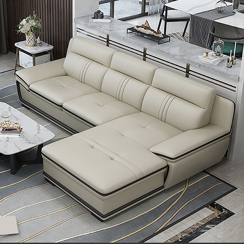 Oreiller tufted top bras sectionnel modernisme beige authentique canapé en cuir et chaise