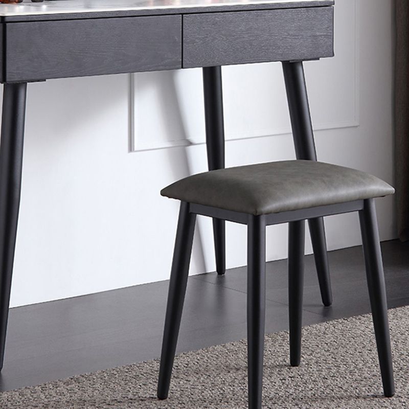 Contemporary Stone Makeup Dressing Table 33.5" H 2 Drawers Vanity Table in Black Clearhalo 'Bedroom Furniture' 'furn' 'furn_makeup_vanities' 'Furniture' 'Makeup Vanities' 'makeup_vanities' 1200x1200_38c2f74d-e609-44c6-8330-ffc479e3f4ab