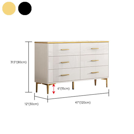 Contemporary Glam Stone Storage Chest Home Chest in White with Drawers