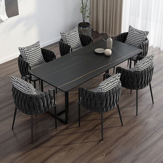 Industrial Black Table for Restaurant Rectangle Dining Table with Double Pedestal Clearhalo 'Dining Tables & Seating' 'Dining Tables' 'dining_table' 'furn' 'furn_dining_table' 'Furniture' 'furniture_dining_table' 'Kitchen & Dining Furniture' 'kitchen' 'kitchen_dining_table' 1200x1200_38c6142d-ea95-4962-b4aa-8e572400c2e9