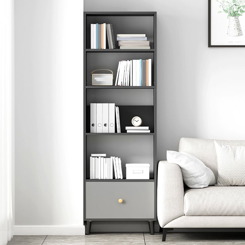Gray Engineered Wood Bookcase Open Back with Shelves Bookshelf Vertical Clearhalo 'Bookcases' 'furn' 'furn_bookcases' 'Furniture' 'Office Furniture' 1200x1200_38c6b486-e2bf-4b22-8437-24fc91c1315c