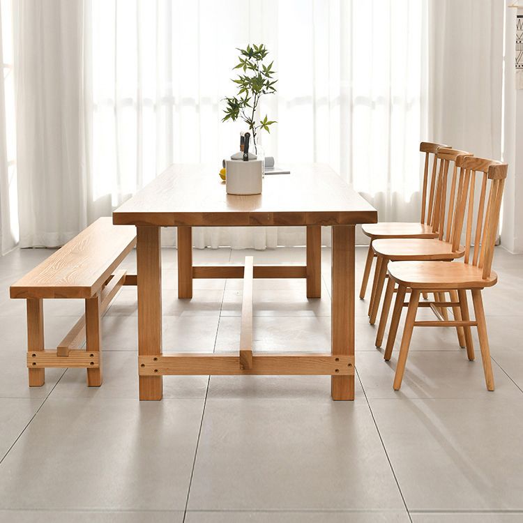 Set tavolo e panca moderni rettangolari Set da pranzo in legno massello da 1/2/3/5/9 pezzi