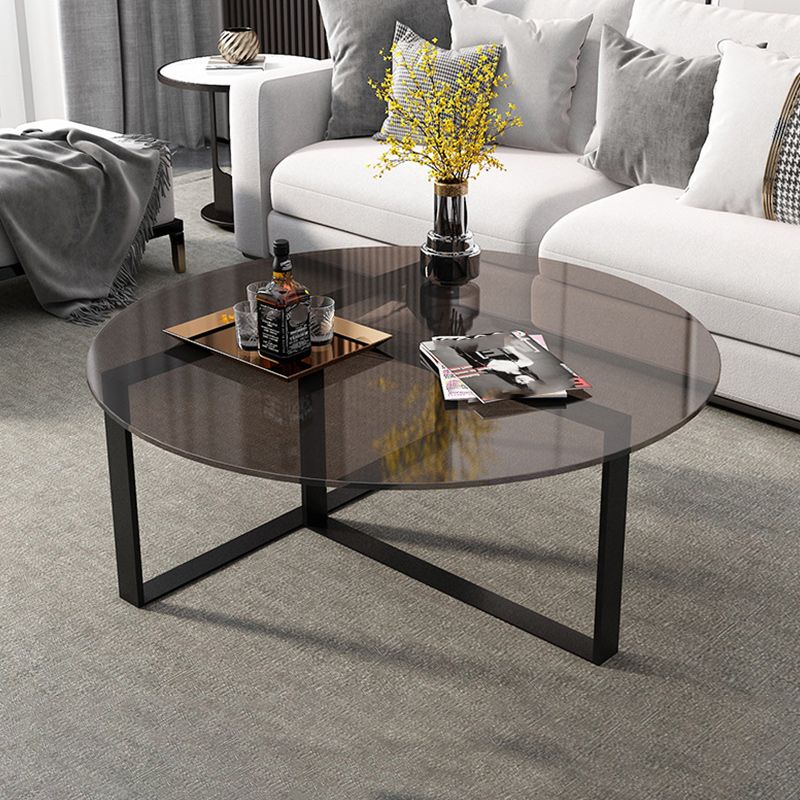 17" Wide Contemporary Coffee Table Round Glass Top Cocktail Table Clearhalo 'Coffee & Accent Tables' 'Coffee Tables' 'coffee_tables' 'furn' 'furn_coffee_tables' 'Furniture' 'Living Room Furniture' 1200x1200_38c6d138-bca4-4f37-af62-b152833672bb