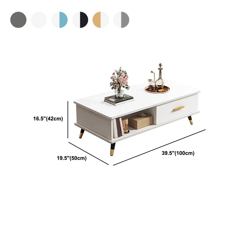 Modern Rectangular Coffee Table with Storage Wooden 4 Legs Cocktail Table Clearhalo 'Coffee & Accent Tables' 'Coffee Tables' 'coffee_tables' 'furn' 'furn_coffee_tables' 'Furniture' 'Living Room Furniture' 1200x1200_38c71544-93dd-4681-870b-344dcf1f3f9b