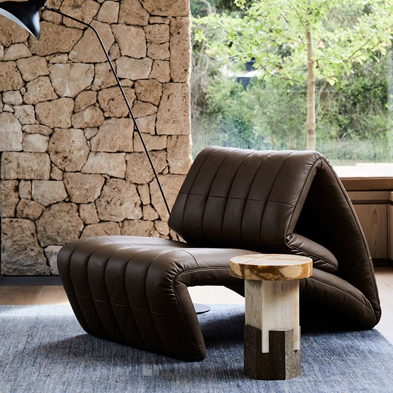 Sedia reclinabile in metallo in cuoio contemporaneo