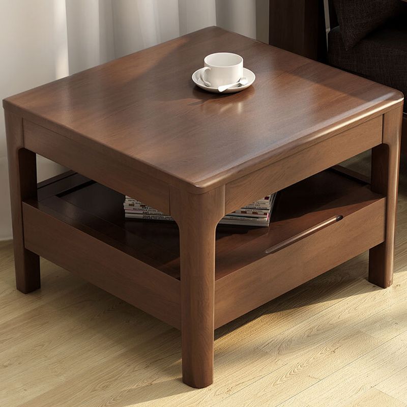 Modern Wooden 4 Legs Coffee Table with Storage Rectangular Cocktail Table in Oak/Walnut Clearhalo 'Coffee & Accent Tables' 'Coffee Tables' 'coffee_tables' 'furn' 'furn_coffee_tables' 'Furniture' 'furniture_coffee_tables' 'Living Room Furniture' 1200x1200_38c76e61-6704-4b31-a6fc-091c83a52736