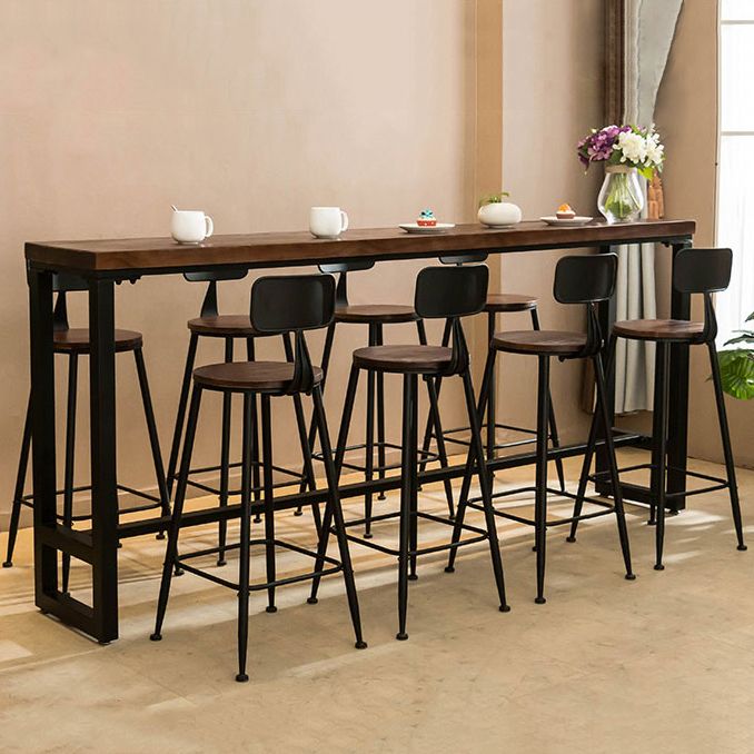 Modern Rectangle Solid Wood Bar Table Set 1/5/9 Pieces Counter Table with Black Stools Clearhalo 'Bar Furniture' 'furn' 'furn_home_bar_bar_sets' 'Furniture' 'Home Bars & Bar Sets' 'home_bar_bar_sets' 'Kitchen & Dining Furniture' 1200x1200_38c859ef-ebc0-4667-a098-41717c58769d