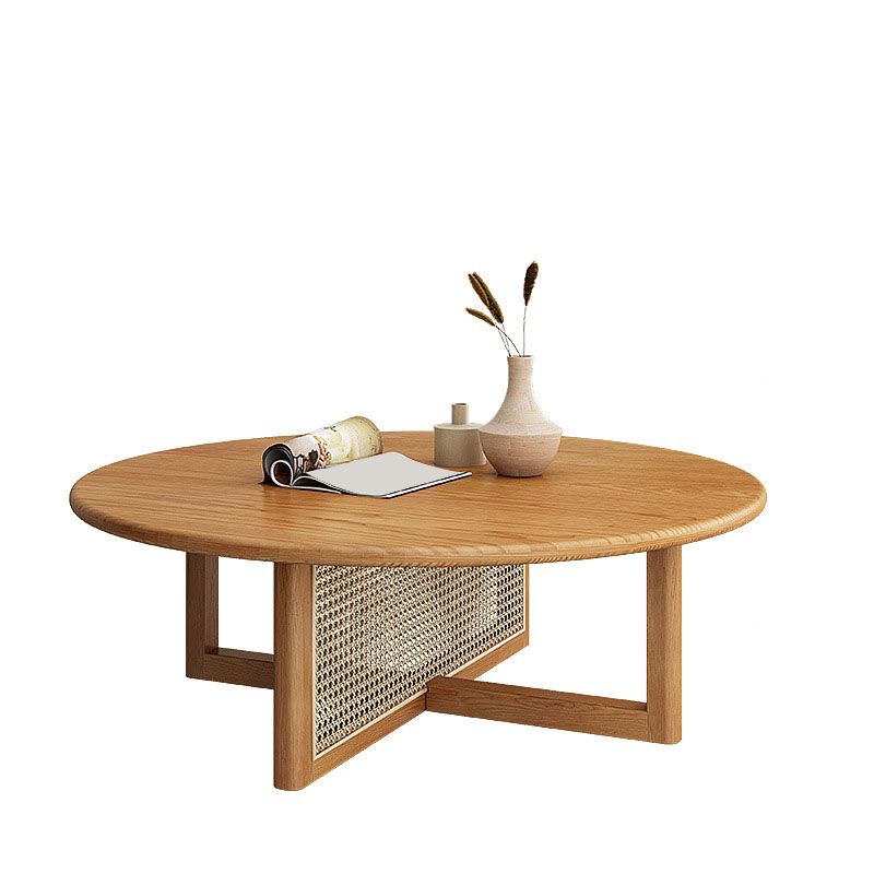 Round Solid Wood Coffee Table Cross Legs Coffee Cocktail Table Clearhalo 'Coffee & Accent Tables' 'Coffee Tables' 'coffee_tables' 'furn' 'furn_coffee_tables' 'Furniture' 'Living Room Furniture' 1200x1200_38c8ac15-e6d6-4325-b0bb-7bf517974d9c