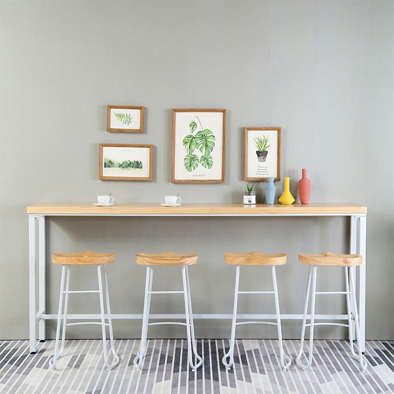 Pine Wood Bar Dining Table Modern Rectangle Bar Table with Trestle for Milk Tea Shop Clearhalo 'Bar Furniture' 'Bar Tables' 'bar_tables' 'furn' 'furn_bar_tables' 'Furniture' 'furniture_bar_tables' 'Kitchen & Dining Furniture' 1200x1200_38c8ac58-42b6-499f-95de-a4c782cfad95