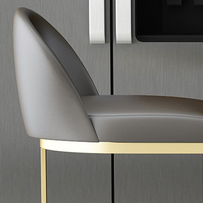 Glam Grey Metal Barstool Faux Cuero Tapato tapizado con base de oro con base de oro