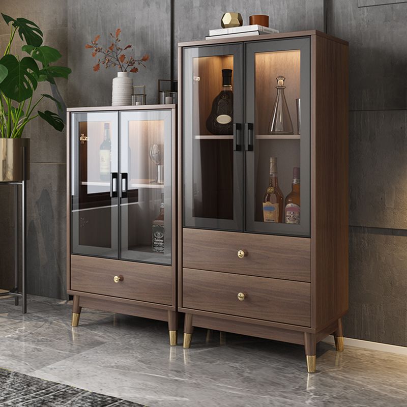 Faux Wood Modern Display Cabinet Glass Doors Storage Cabinet with Drawers for Bedroom Clearhalo 'Display & China Cabinets' 'display_china_cabinets' 'furn' 'furn_display_china_cabinets' 'Furniture' 'Kitchen & Dining Furniture' 1200x1200_38cb3fcc-e6ef-4140-aa86-0021928cb44f