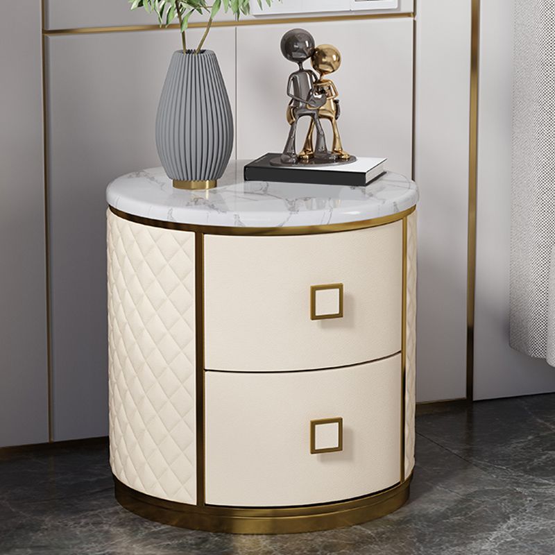 Round Accent Bedside Cabinet Solid Wood Accent Table Nightstand with 2 - Drawer Clearhalo 'Bedroom Furniture' 'furn' 'furn_night_stand' 'Furniture' 'night_stand' 'Nightstands' 1200x1200_38cd39e7-04d5-4633-b17d-6ccef594910e