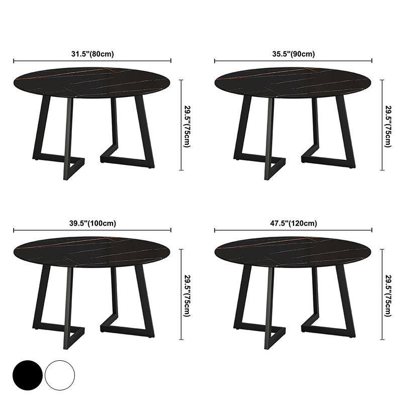 Glam Round Sintered Stone Dining Table Standard Kitchen Dining Table with Double Pedestal Base Clearhalo ' dining_table' 'Dining Tables & Seating' 'Dining Tables' 'furn' 'furn_dining_table' 'Furniture' 'furniture_dining_table' 'Kitchen & Dining Furniture' 'kitchen&dining_furn' 'kitchen' 'kitchen_dining_table' 1200x1200_38cdadfe-b74a-4764-9528-fea2ff97b681