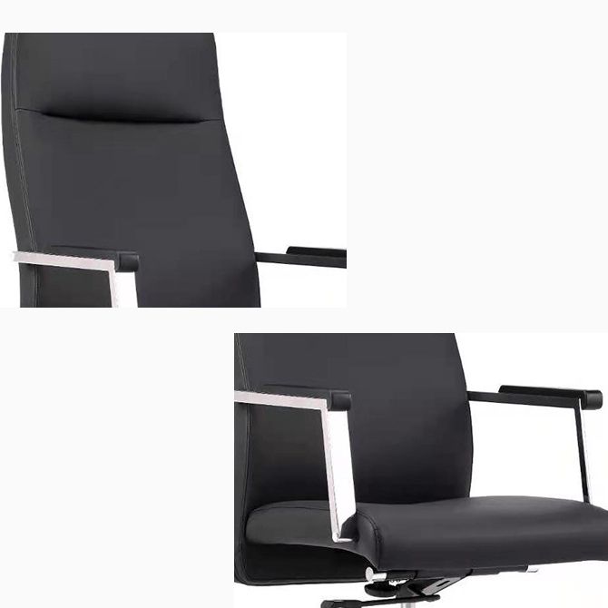 Contemporary Arm Chair Fixed Arms Wheels Black Leather High Back Chair Clearhalo 'furn' 'furn_office_chair' 'Furniture' 'Office Chairs' 'Office Furniture' 'office_chair' 1200x1200_38d14996-6879-4c72-b15e-4530fbae45e5