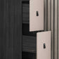 Black Modern Vanity Wood Mirrored Makeup Dressing Table Stool Set Clearhalo 'Bedroom Furniture' 'furn' 'furn_makeup_vanities' 'Furniture' 'Makeup Vanities' 'makeup_vanities' 1200x1200_38d24ea3-ab81-46c7-b479-510a0d04bf3d