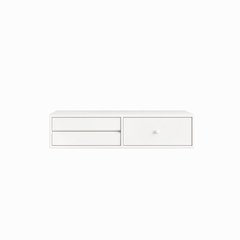 Contemporary Vanity 3 Storage Drawers Dresser with Mirror Stool in White