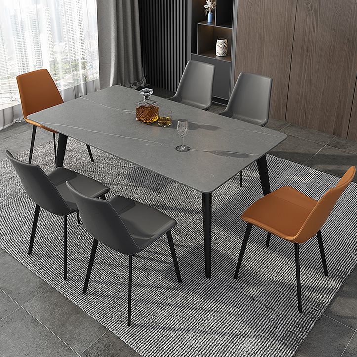 Industrial Sintered Stone Table 4 Legs Black Carbon Steel Base Rectangle Table for Home Clearhalo ' dining_table' 'Dining Tables & Seating' 'Dining Tables' 'furn' 'furn_dining_table' 'Furniture' 'furniture_dining_table' 'Kitchen & Dining Furniture' 'kitchen&dining_furn' 'kitchen' 'kitchen_dining_table' 1200x1200_38d5325d-4b88-4d7c-846f-394181a0aa4c