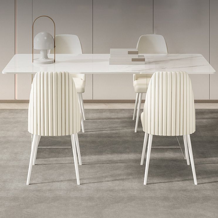 Sintered Stone Dining Table Modern White Dining Table with Acrylic Base Clearhalo 'Dining Tables & Seating' 'Dining Tables' 'dining_table' 'furn' 'furn_dining_table' 'Furniture' 'Kitchen & Dining Furniture' 1200x1200_38d6f45b-cb91-4403-8947-89d30d8db6e4