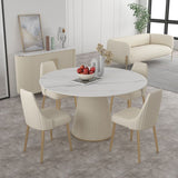 Sintered Stone Top Dining Table in White Round Table with Pedestal Base Clearhalo ' dining_table' 'Dining Tables & Seating' 'Dining Tables' 'furn' 'furn_dining_table' 'Furniture' 'furniture_dining_table' 'Kitchen & Dining Furniture' 'kitchen&dining_furn' 'kitchen' 'kitchen_dining_table' 1200x1200_38d7468f-9e34-42f1-b290-1bad6db2fe56