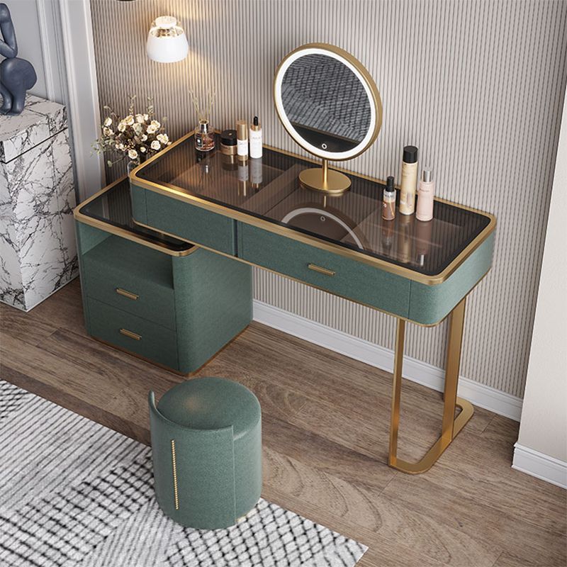 Glas Top Waschtisch 2-Drawer Stuhl Eitelkeit mit Lichternspiegel