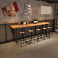 Industrial Rectangle Pub Table Set 1/4/6/7 Pieces Solid Wood Bar Set for Indoor