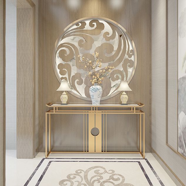 Table de acento glamoroso de 11 "de ancho Stone Gold Rectangle Console Acent Table