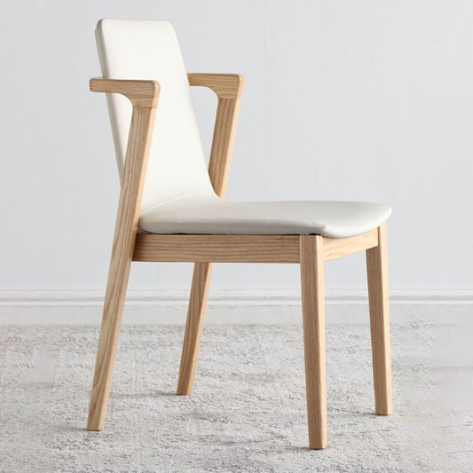 Wood Kitchen Dining Side Chair Upholstered Dining Chair in White