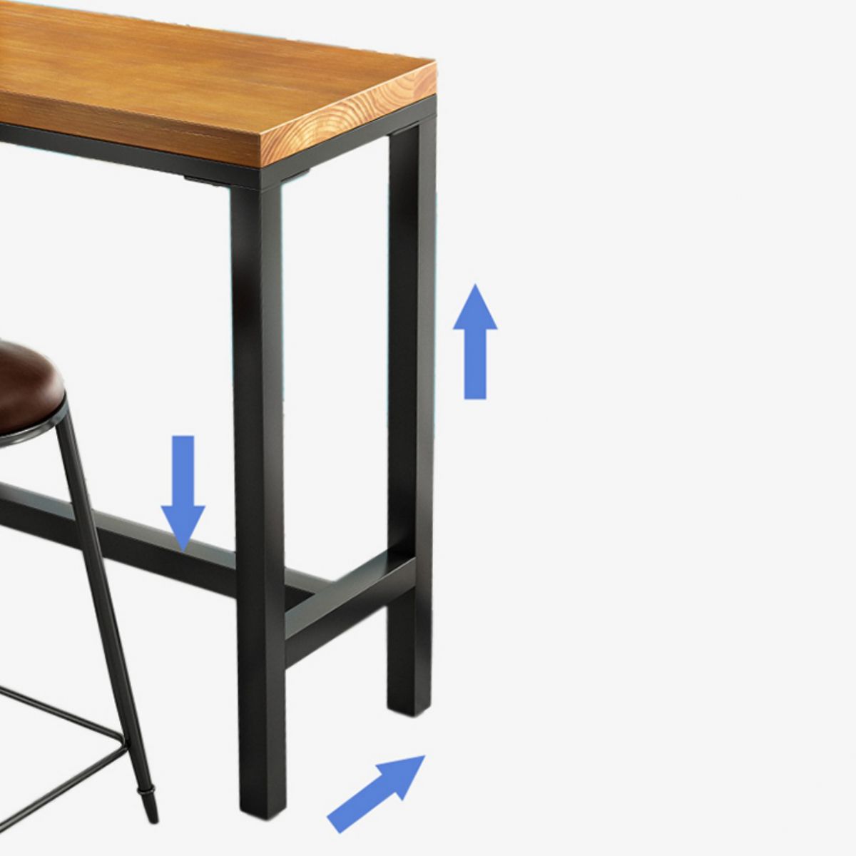 Tavolo da bar in legno in legno marrone chiaro tavolo da pub in metallo industriale