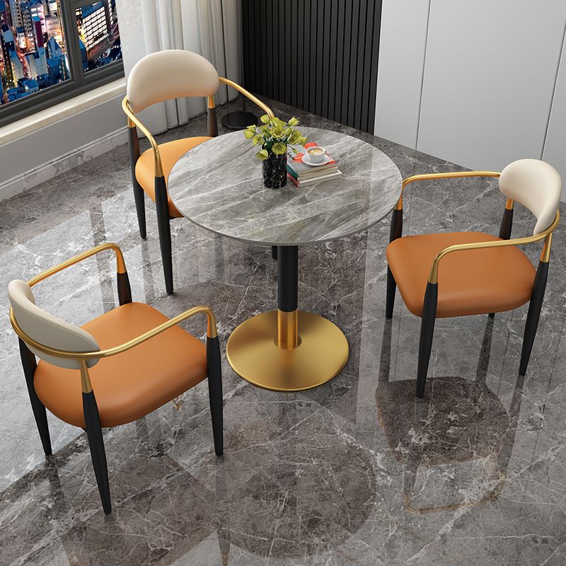 Mesa de comedor redonda Escritorio con base de pedestal de lujo de piedra sinterizada