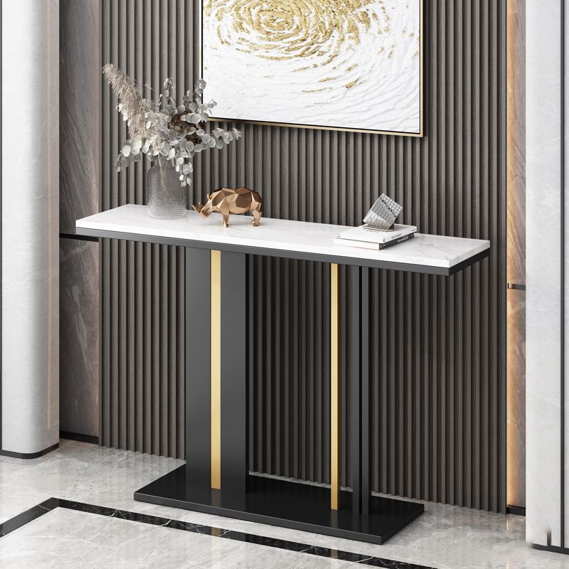 Tavolo console in stile glam con top in pietra e base di piedistallo per Hall