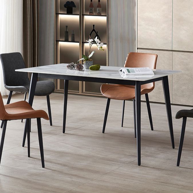 Sintered Stone Top Dining Table Rectangle Table with Metal Base and 4 Legs Clearhalo ' dining_table' 'Dining Tables & Seating' 'Dining Tables' 'furn' 'furn_dining_table' 'Furniture' 'furniture_dining_table' 'Kitchen & Dining Furniture' 'kitchen&dining_furn' 'kitchen' 'kitchen_dining_table' 1200x1200_38dd4831-2937-4702-8372-6ce3391eaecd