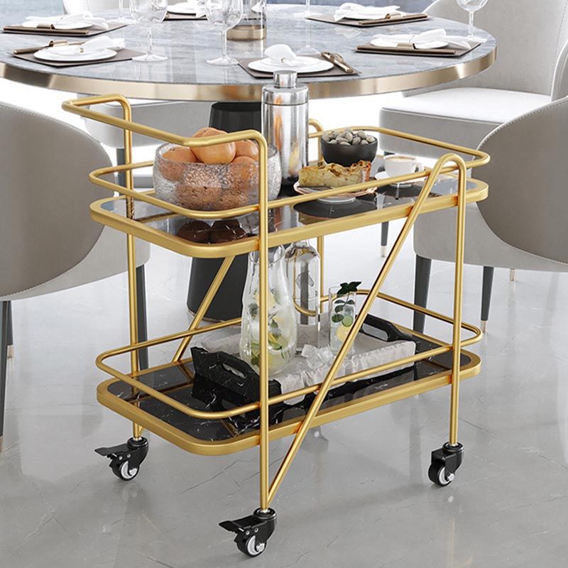 Rolling Modern Prep Table Metal Prep Table with Storage for Dining Room