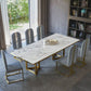 Tavolo da pranzo in marmo contemporaneo con sedie da pranzo in pelle 4/6