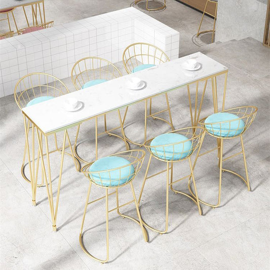 Tavolo da bar rettangolo in stile glam in finta tavolo da vino a 4 gambe