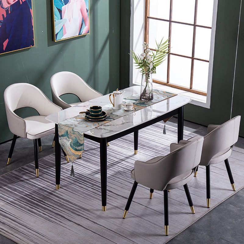 Glam PU Leather Dining Chairs Open Back Dining Side Furniture in Matte Finish Clearhalo 'Dining Chairs' 'Dining Tables & Seating' 'dining_chair' 'furn' 'furn_dining_chair' 'Furniture' 'Kitchen & Dining Furniture' 1200x1200_38df3180-0772-463a-b6ac-fe94df3cea57