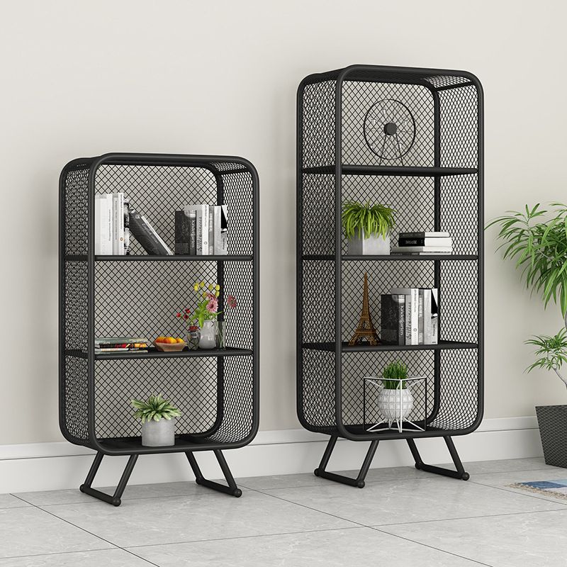 Closed Back Bookshelf Standard Metal Glam Bookcase with Shelves