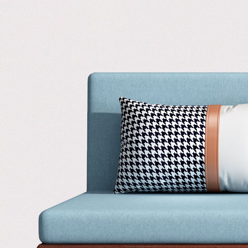 Cama contemporánea de algodón de algodón de algodón atrasado sin brazo en azul